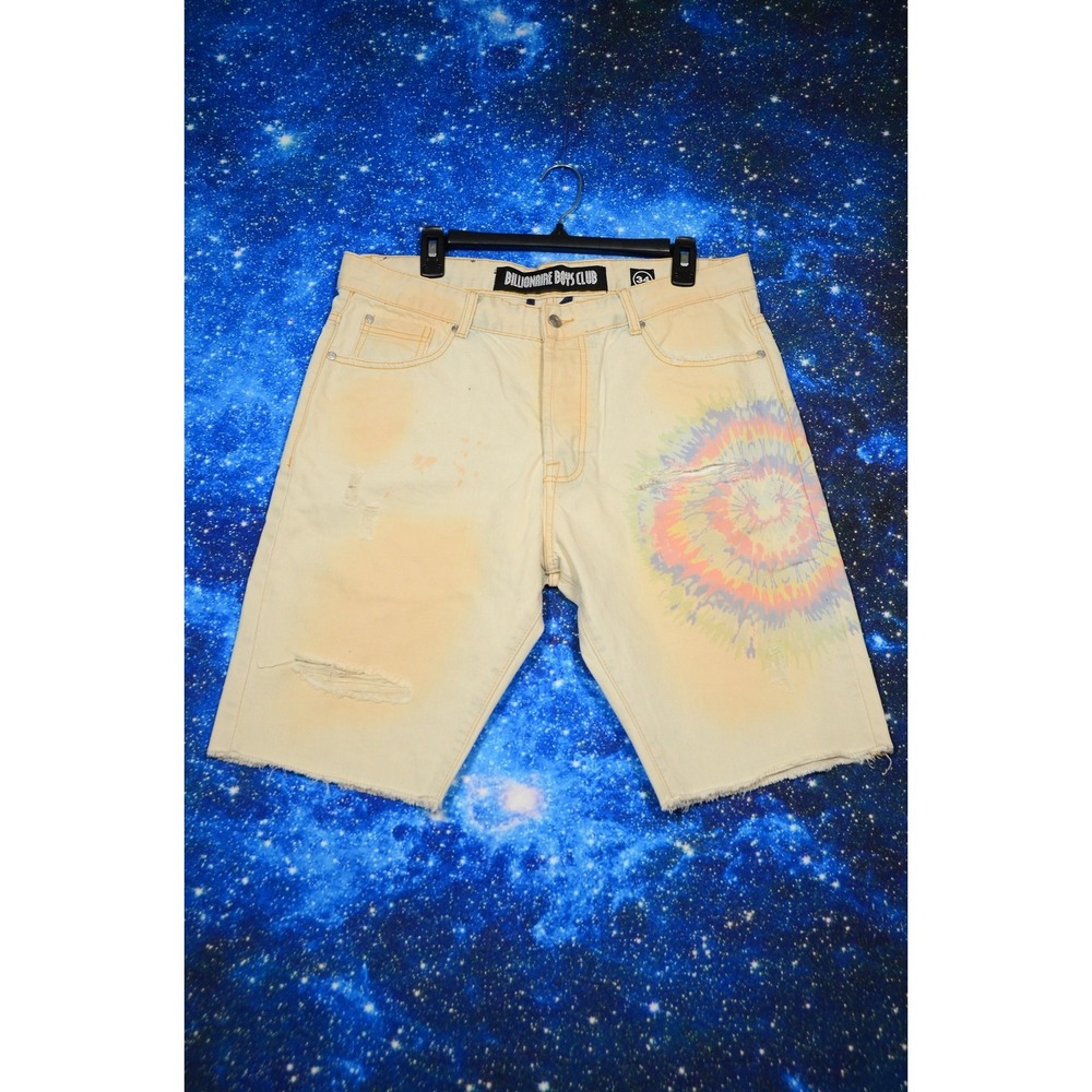 Billionaire Boys Club Shorts Mens 34 Multicolor Tie Dye Bermuda Denim Distressed